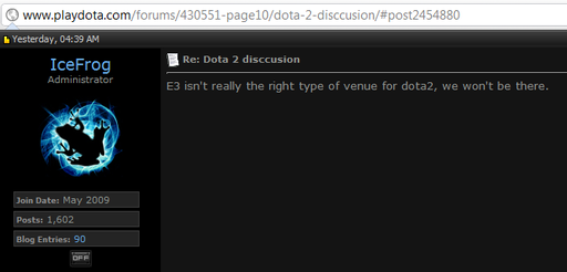 DOTA 2 - Dota 2 не будет на E3