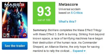 Mass Effect 3 - Оценки Mass Effect 3 от обычных игроков/Ключик к ЗБТ Warface!